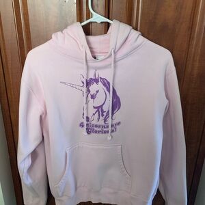 GOODIE TWO SLEEVES CLOTHING LIGHT PINK PULLOVER UNICORN PRINTED HOODIE SIZE L